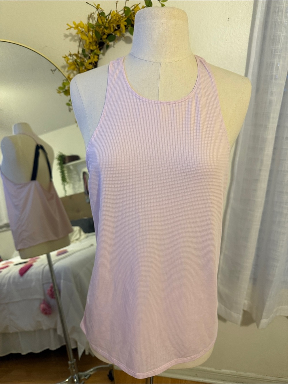 Fabletics Light Pink Waffle Racerback Tank